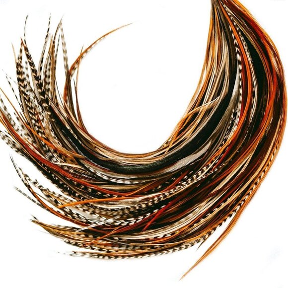 Natural Color Feather Hair Extensions 9-14 Inches Long Boho Style DIY Kit main image 7